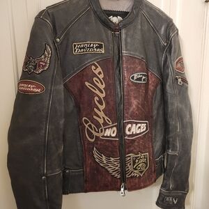 Harley-Davidson Black and Brown Bomber Jacket